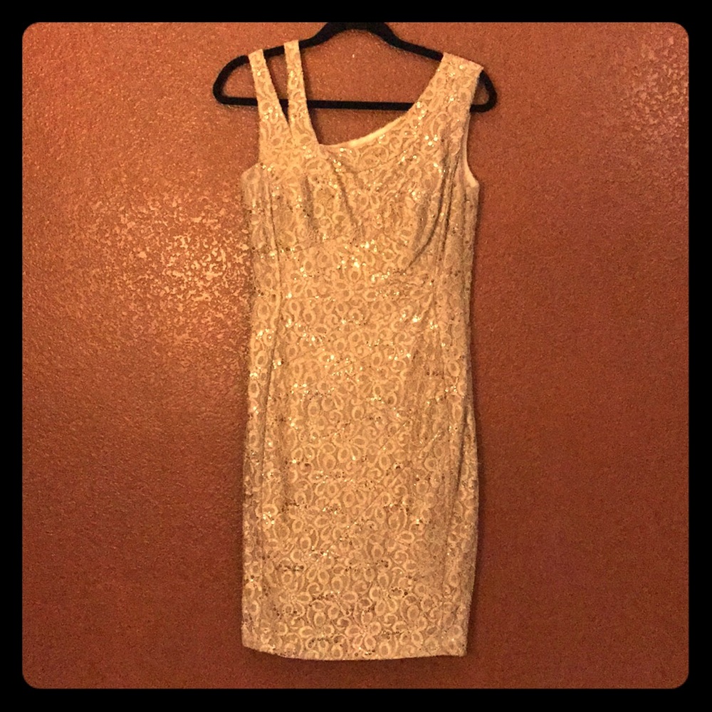 Women’s Champagne lace & sequin Cocktail Dress